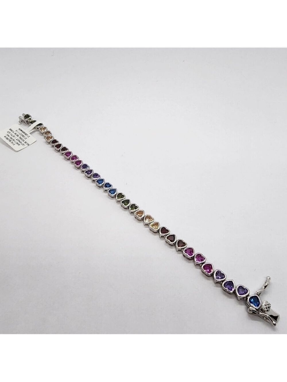 Sterling Silver 925 Rainbow Hearts Bracelet – Colorful & Charming Jewelry